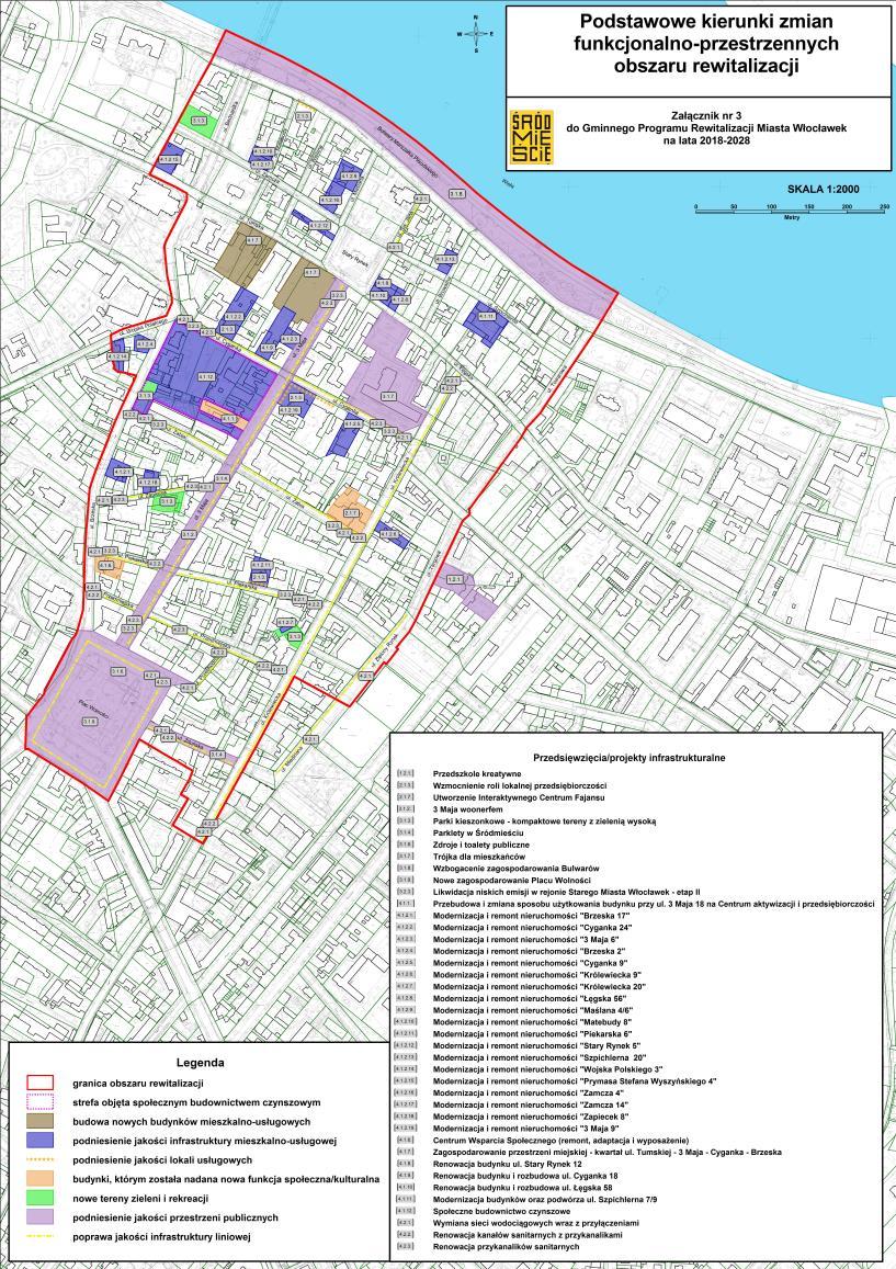 Gminny Program Rewitalizacji Miasta Włocławek na lata 2018-2028 Sfera przestrzenno-funkcjonalna i środowiskowa: Ukształtować w centrum Włocławka przyjazną przestrzeń 12 przedsięwzięć 12 projektów