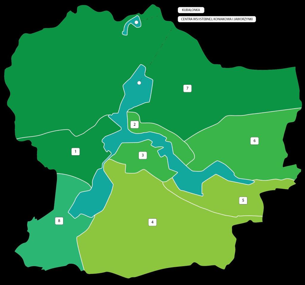 Grafika 7 Wyznaczone jednostki/obręby statystyczne w gminie Istebna Źródło: opracowanie własne 3.2.