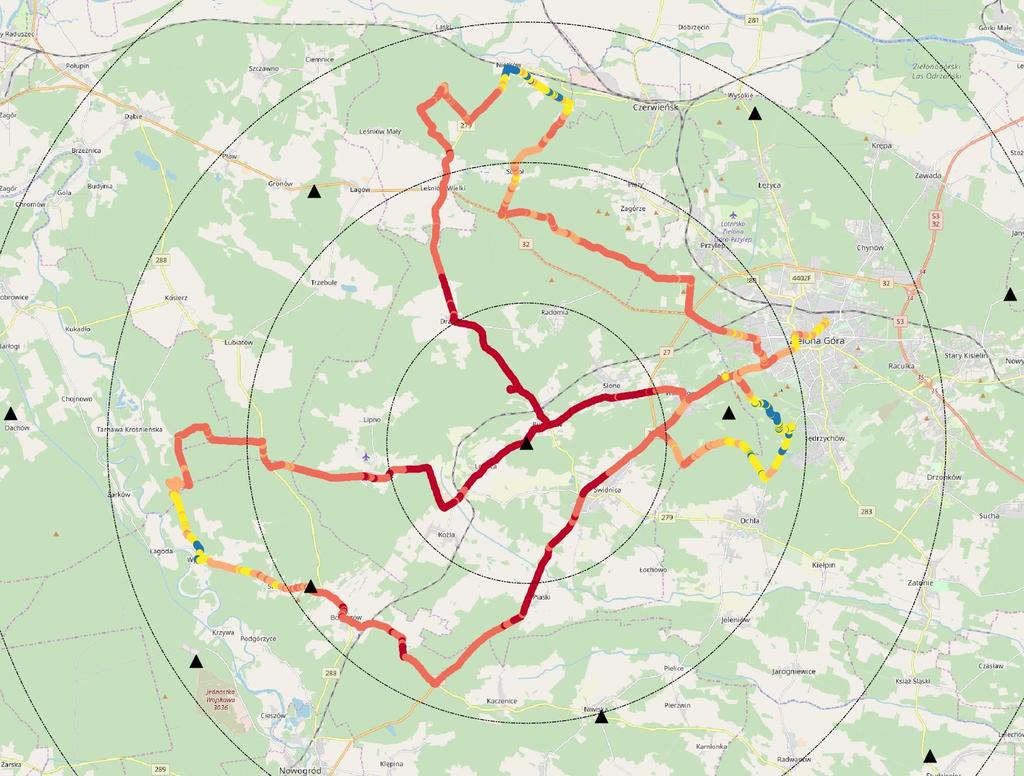 odbiornika = 2,2 m Liczba próbek: 3301 1 próbka = wartość uśredniona z 50 przebiegów RMS analizatora widma Data: 26.06.2018 r.