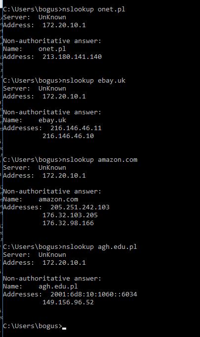 Zapoznać się z poleceniem nslookup.