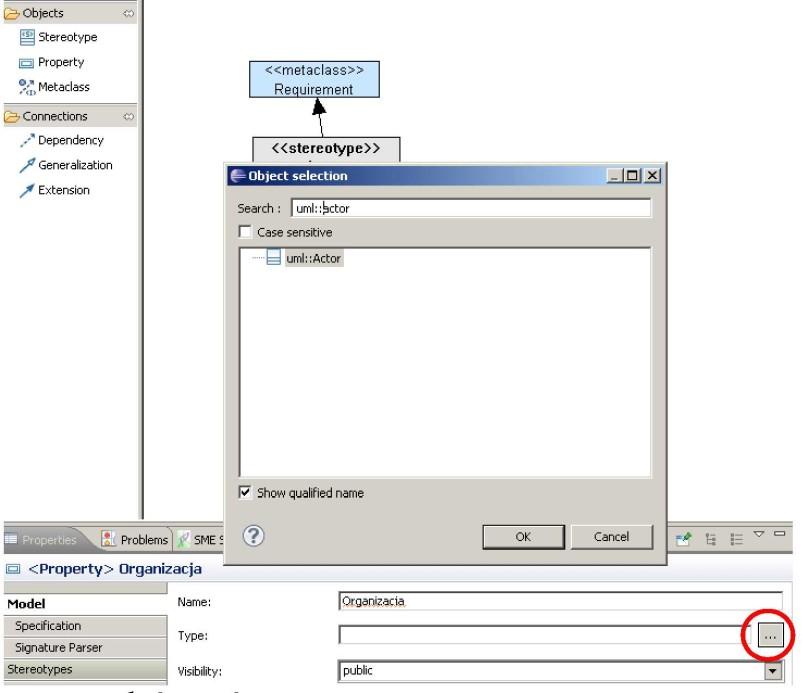 Rysunek 9: Określanie typu właściwości stereotypu Efekt naszych