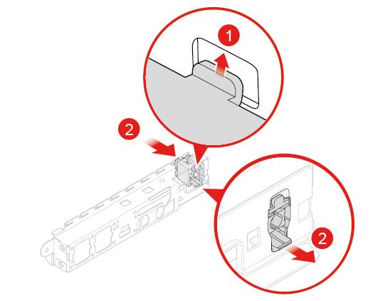 Rysunek 47. Instalowanie płyty przycisku zasilania Rysunek 48. Instalowanie przedniego wspornika opcji we-wy 6. Podłącz do płyty głównej kabel nowych opcji we-wy z przodu. 7.