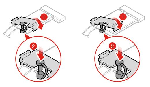 Rysunek 53. Instalowanie osłony karty Wi-Fi (typ 1 i typ 2) Rysunek 54. Zamykanie wnęki napędu 4. Dokończ wymianę. Patrz Kończenie wymiany części na stronie 75. Wymiana dysku SSD M.