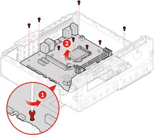 8. Usuń kartę Wi-Fi. Patrz Wymiana karty Wi-Fi na stronie 36. 9. Usuń dysk SSD M.2. Patrz Wymiana dysku SSD M.2 na stronie 38. 10.