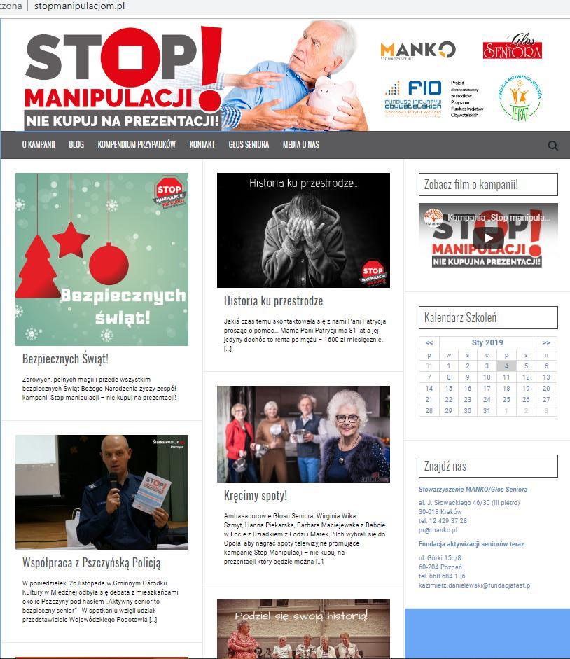 Strona internetowa kampanii W ramach projektu stworzono stronę internetowa www.stopmanipulacjom.pl.