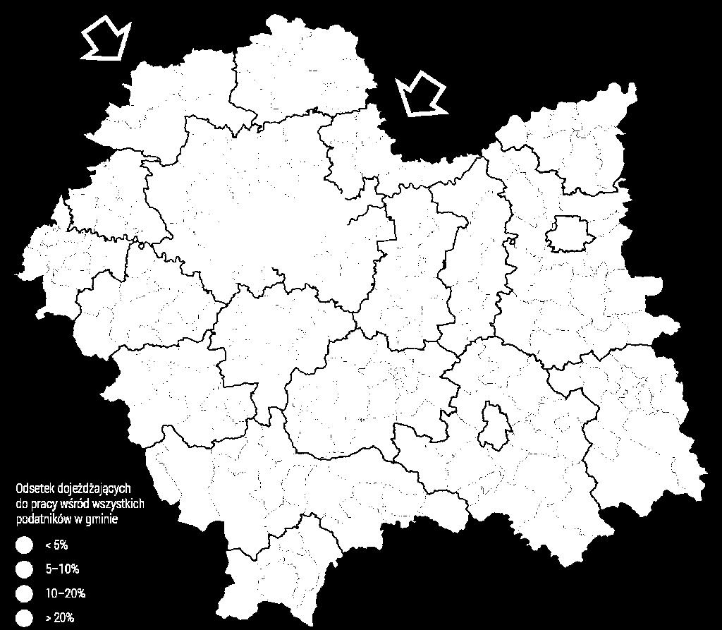 regionu (policentryczność). Źródło: MORR UMWM, 2018.