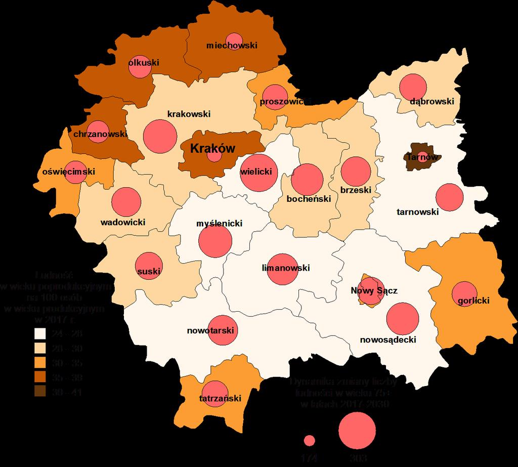 2017 2030 2050 2017 2030 2050 2017 2030 2050 2017 2030 2050 Demografia Prognoza ludności według biologicznych grup wieku (w %) 16 22 31 14 20 30 15 21 31 16 22 30 68 65 56 69 66 57 68 65 57 68 64 56