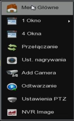 Menu zostało podzielone na trzy główne działy: Działania, Informacje, Ustawienia które zostały podzielane na podkategorie Odtwarzanie, Kopia Zapasowa File