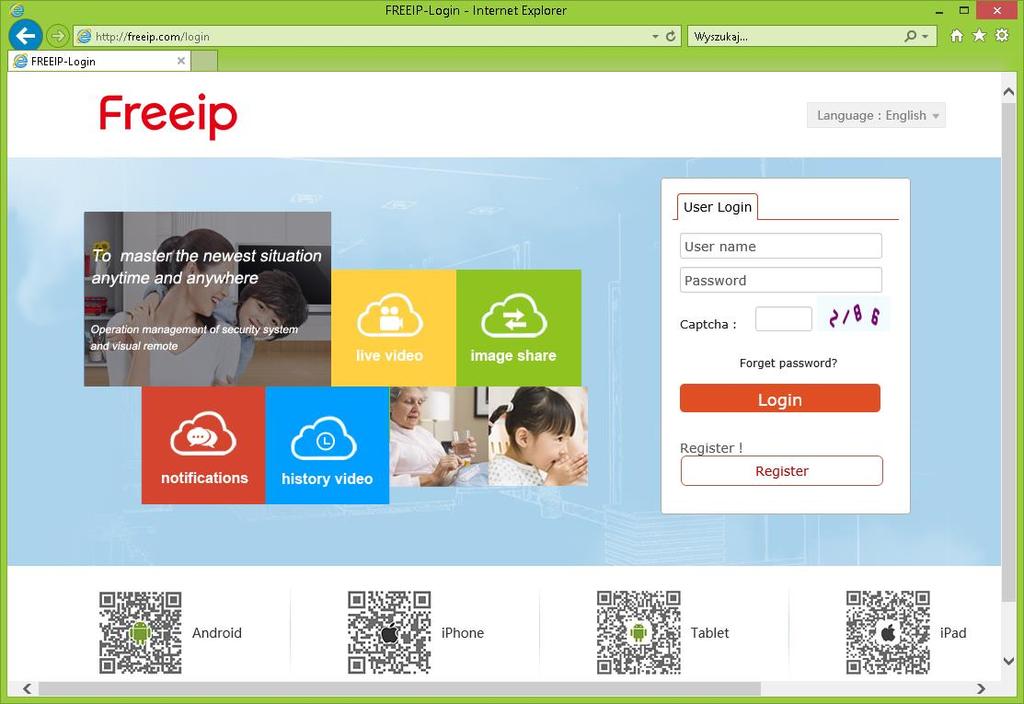 Po ponownym uruchomieniu przeglądarki i wpisaniu w pasku adresów http://freeip.com/ powinno pojawić się okno logowania wybieramy zakładkę User Login.
