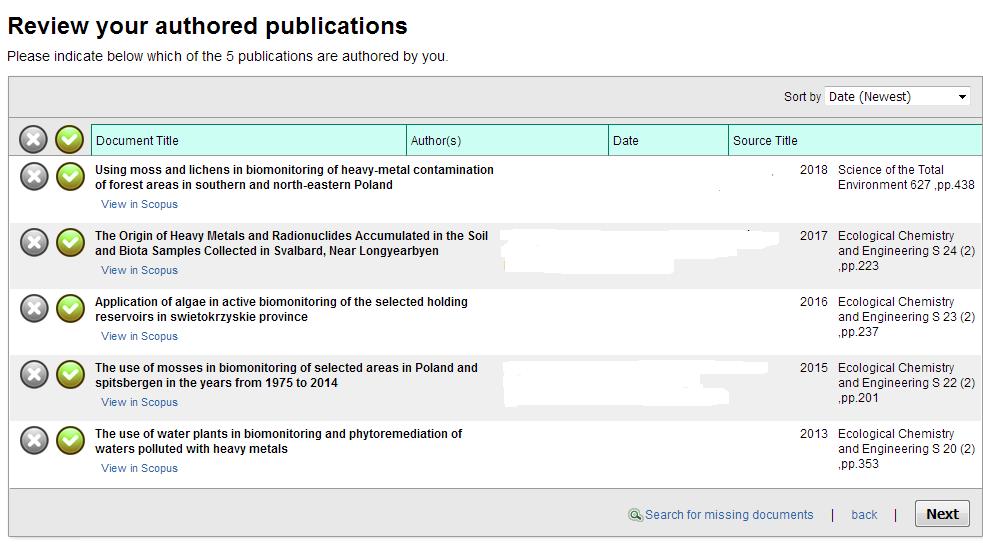 Pojawi się strona, gdzie będzie można zweryfikować publikacje, których jesteśmy autorami.