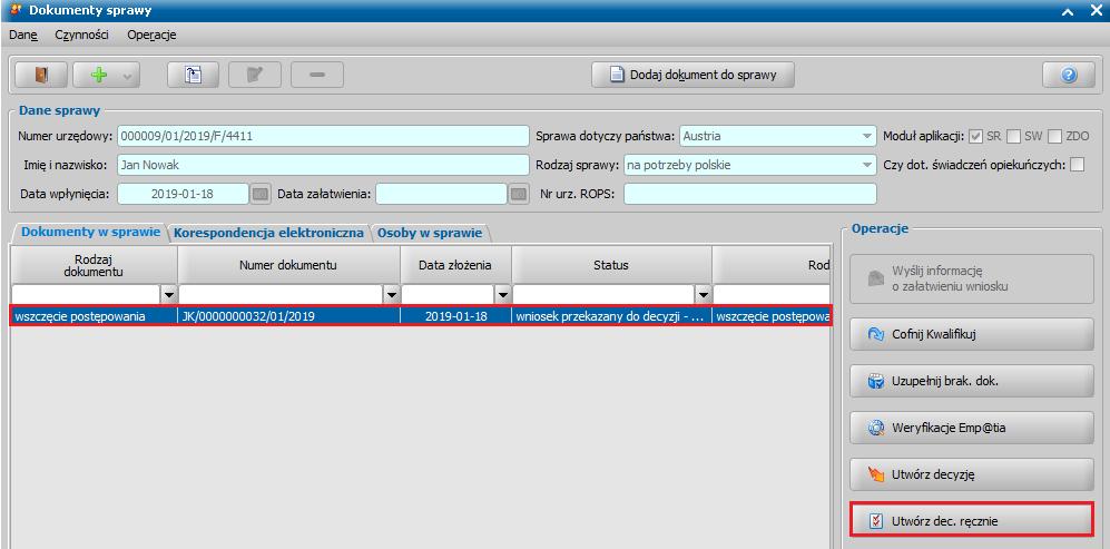 Decyzję żądającą zwrotu możesz też opracować korzystając z: przycisku Żądanie zwrotu (jeśli żądamy zwrotu od decyzji zarejestrowanej w systemie), dostępnego na liście wszystkich decyzji