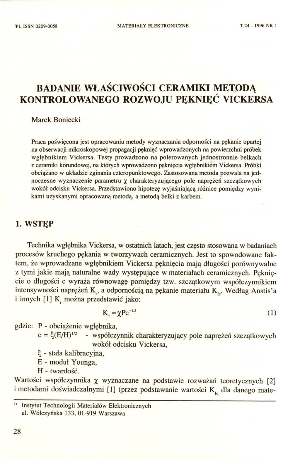 PL ISSN 0209-0058 MATERIAŁY ELEKTRONICZNE T.