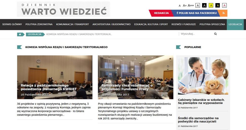 Projekty aktów prawnych, przesyłanych do zaopiniowania w ramach KWRiST, zamieszczane są na bieżąco: na stronie Związku Powiatów Polskich: (www.zpp.