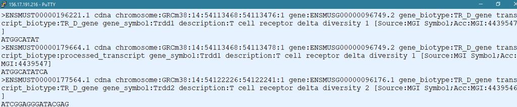 cdna sequences for Ensembl or ab initio predicted genes.