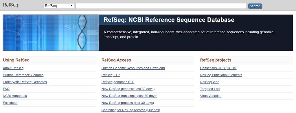 NCBI REFERENCE SEQUENCE DATABASE NCBI RefSeq: kompleksowy,