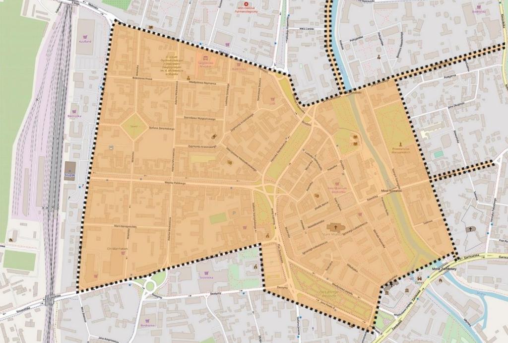 Rys. 10. Strefa Płatnego Parkowania w Słupsku Źródło: opracowanie własne na podstawie danych ZIM w Słupsku, podkład mapowy: www.openstreetmap.org. Tab. 13.