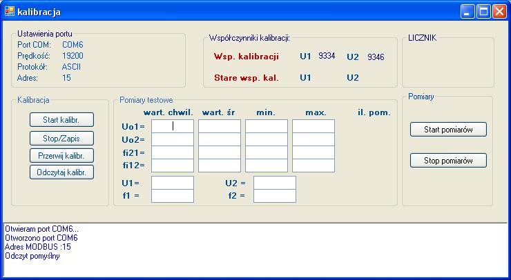 2.3.5. Kalibracja Przycisk Kalibracja służy do odczytu współczynników kalibracji torów pomiarowych urządzenia. Rys.