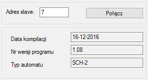 Rys.3 Odczyt informacji o sterowniku Jeżeli sterownik nie odpowiada to być może źle skonfigurowano ustawienia programu lub niepoprawnie wpisano Adres slave urządzenia.