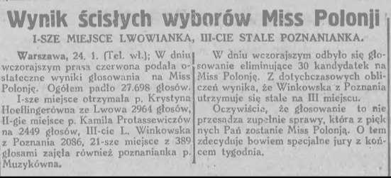 W gazecie widzimy zdjęcie wykonane w Pracowni nowoczesnej fotografii Hennera Marcina Jaegera we Lwowie. To ponoć maturalne zdjęcie stało się wizytówką młodej lwowianki w konkursie piękności.