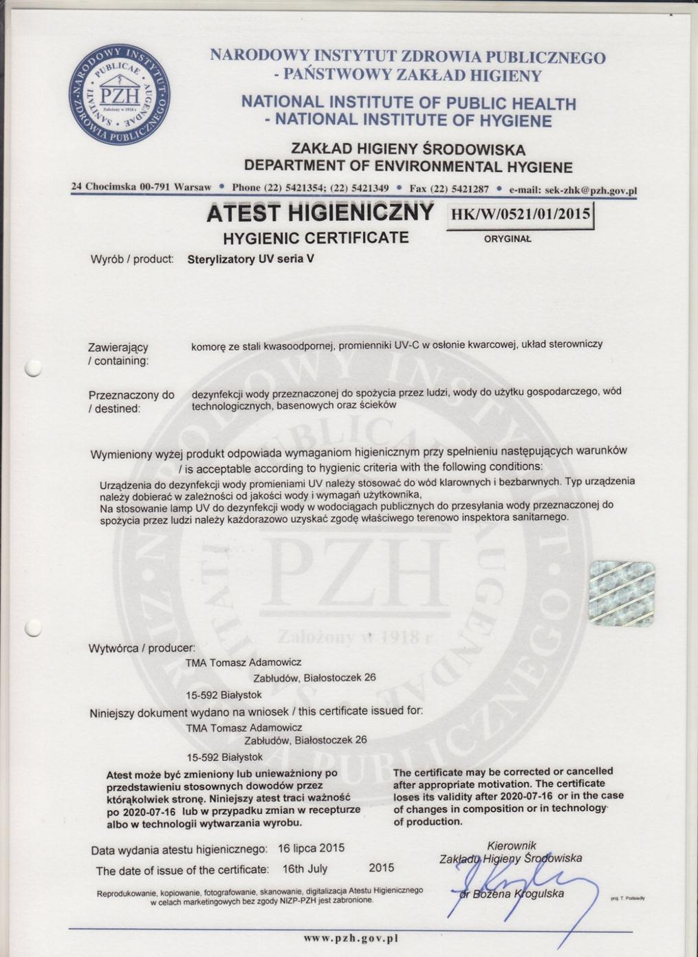 23 13. Atest PZH Białostoczek 26,gm.