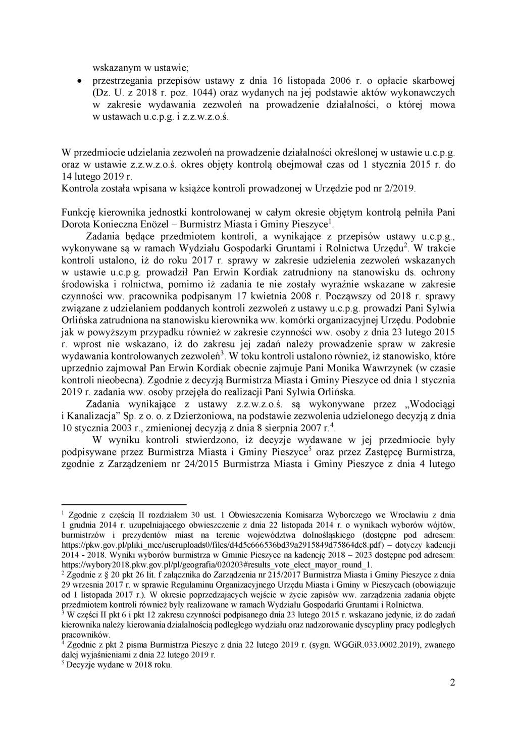wskazanym w ustawie; przestrzegania przepisów ustawy z dnia 16 listopada 2006 r. o opłacie skarbowej (Dz. U. z 2018 r. poz.