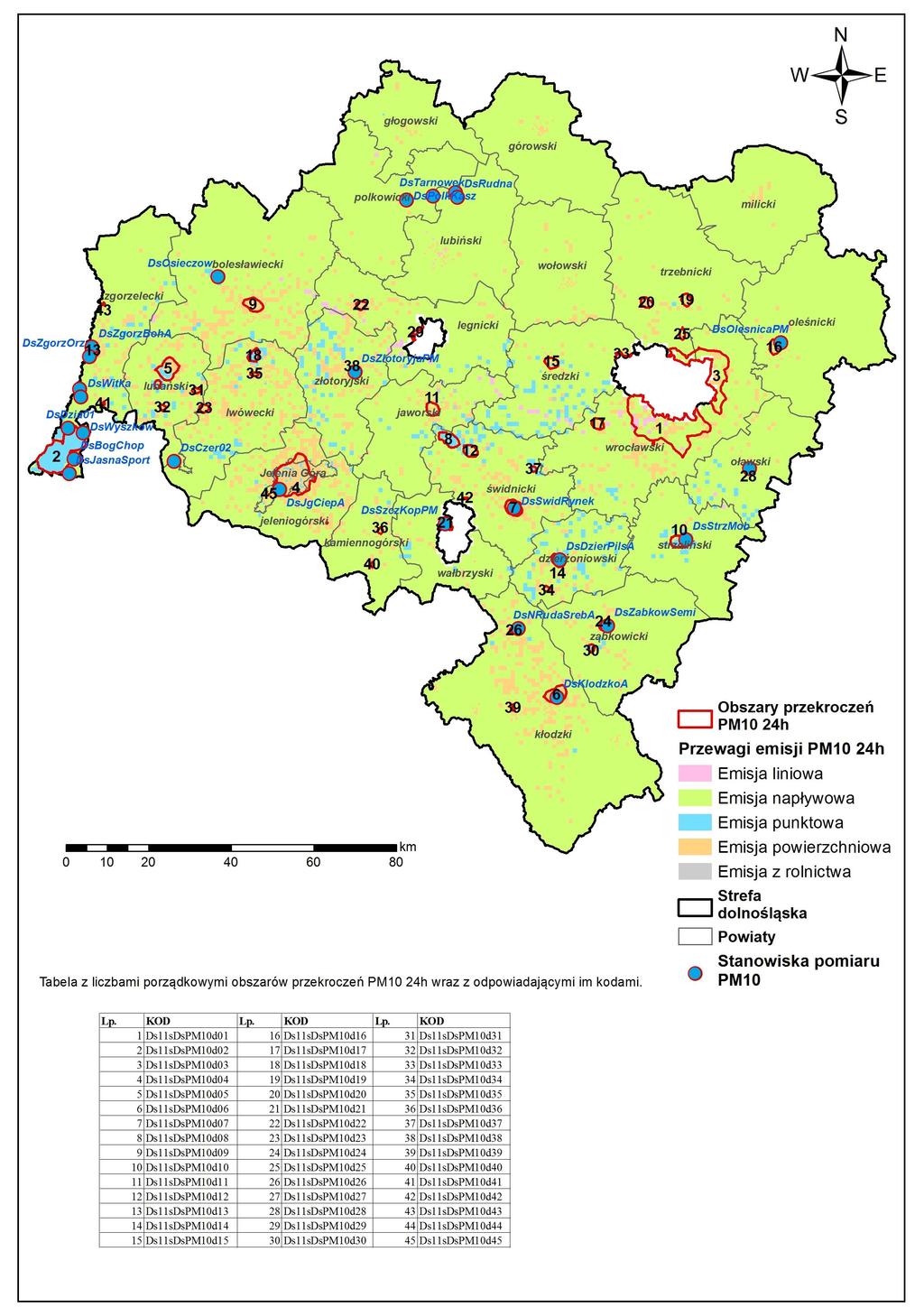 Rysunek 16 Przewagi typów emisji w stężeniach pyłu zawieszonego PM10 o okresie