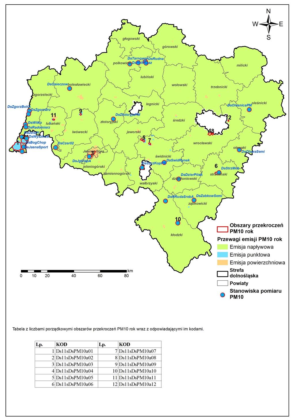 Rysunek 18 Przewagi typów emisji w stężeniach pyłu zwieszonego PM10 o okresie