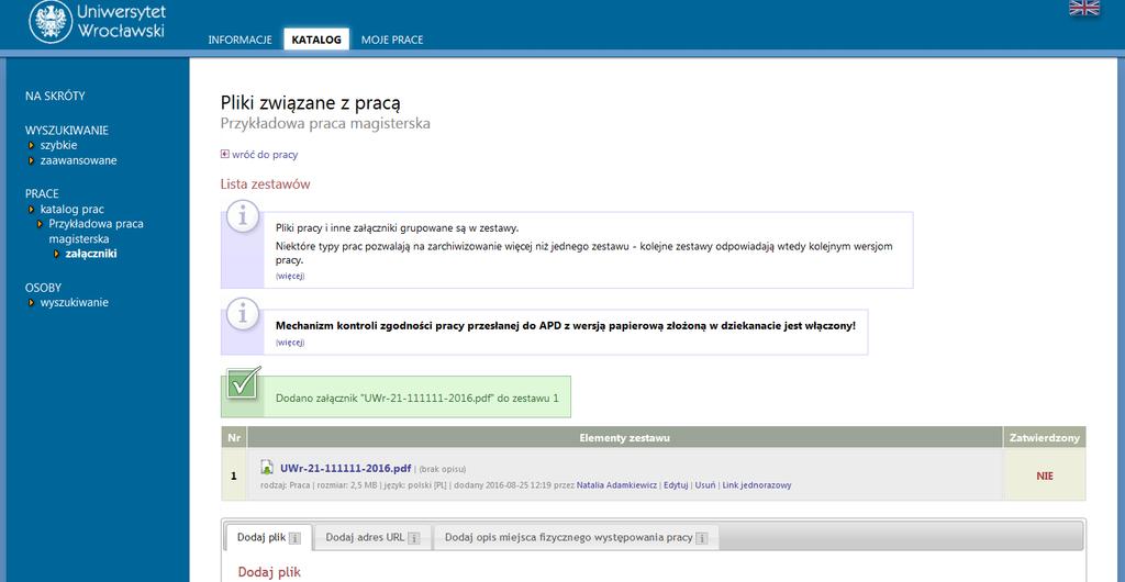 Rysunek 13 Po dodaniu wszystkich załączników należy skorzystać z