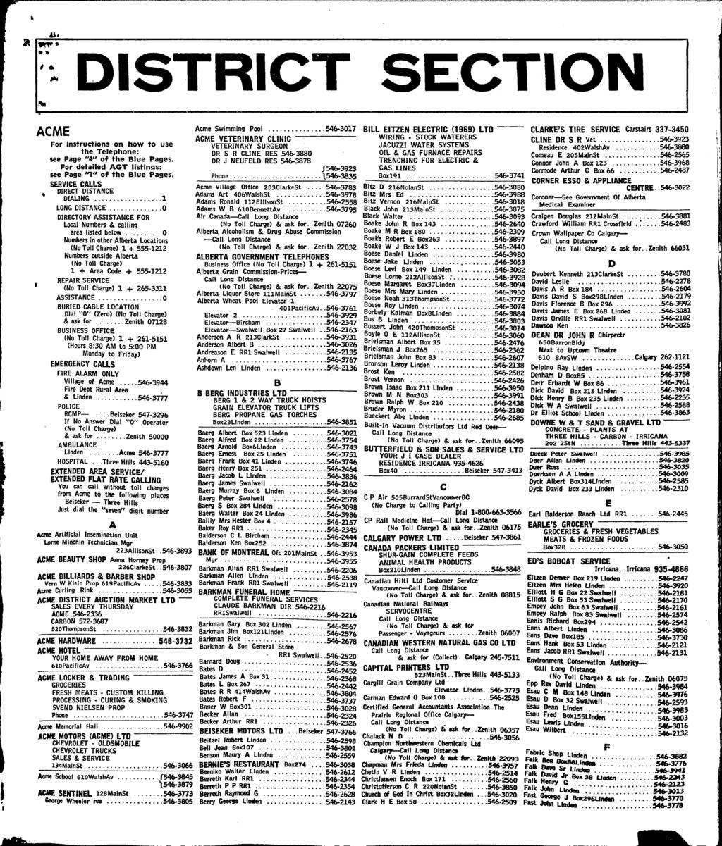 ACME For instructions on how to use the Telephone: see Page "4" of the Blue Pages. For detailed AGT listings: see Page "1" of the Blue Pages.
