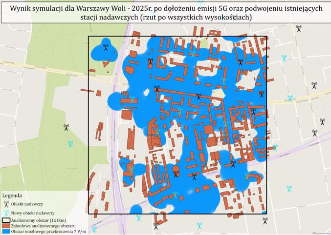 4 WARSZAWA WOLA (Miejski Urban, stan 2025 po dołożeniu emisji 5G oraz