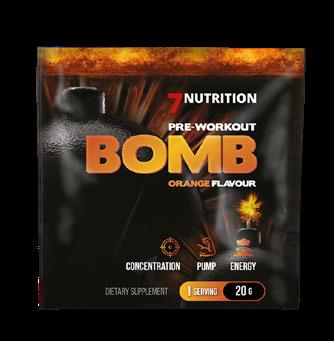 KATALOG PRODUKTÓW BOMB 20G, BOMB 240G BOMB Przedtreningówka (Pre-Workout) dostępna w wygodnych saszetkach oraz w opakowaniu 240 g. Kompozycja 16 składników aktywnych.
