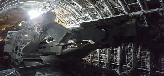 View of exhaust fan from the right side of DH R75TH longwall shearer after modification of its
