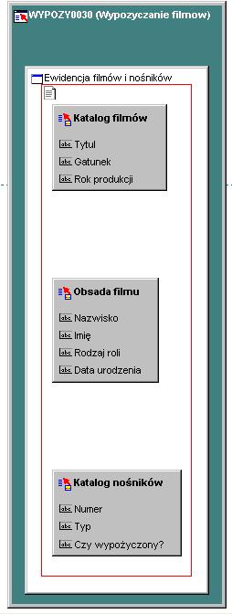 Rysunek 3. Diagram po modyfikacja z p. 4.4. 4.5. Ustaw rozmieszczenie rekordów poszczególnych komponentów (własności Layout Style, Rows Displayed, Overflow). 4.6.