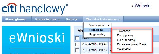 4. Przegląd wniosków i raporty Platforma ewnioski posiada mechanizmy umożliwiające Użytkownikowi zarówno bieżący dostęp do informacji o etapie realizacji wniosku, jak i do informacji o wnioskach