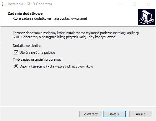 Rysunek 4 W kolejnym kroku instalator zapyta czy utworzyć ikonę na pulpicie.