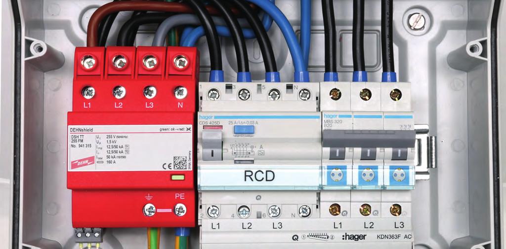 ~ Zastosowania specjalne: instalacja na granicy stref ochrony odgromowej = RG OSD Do połączenia instalacji elektrycznej zasilającej odbiory zewnętrzne