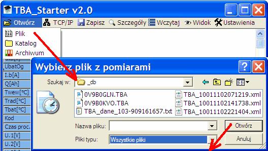 11. KORZYSTANIE z programu TBA_Starter / TBA_Reporter (skrót)* TBA_Starter wczyta ze wskazanej lokalizacji (np.