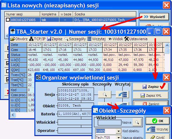 aby WCZYTAĆ dane /SESJE z PAMIĘCI (np. SD): uruchomić program TBA_Starter (np.