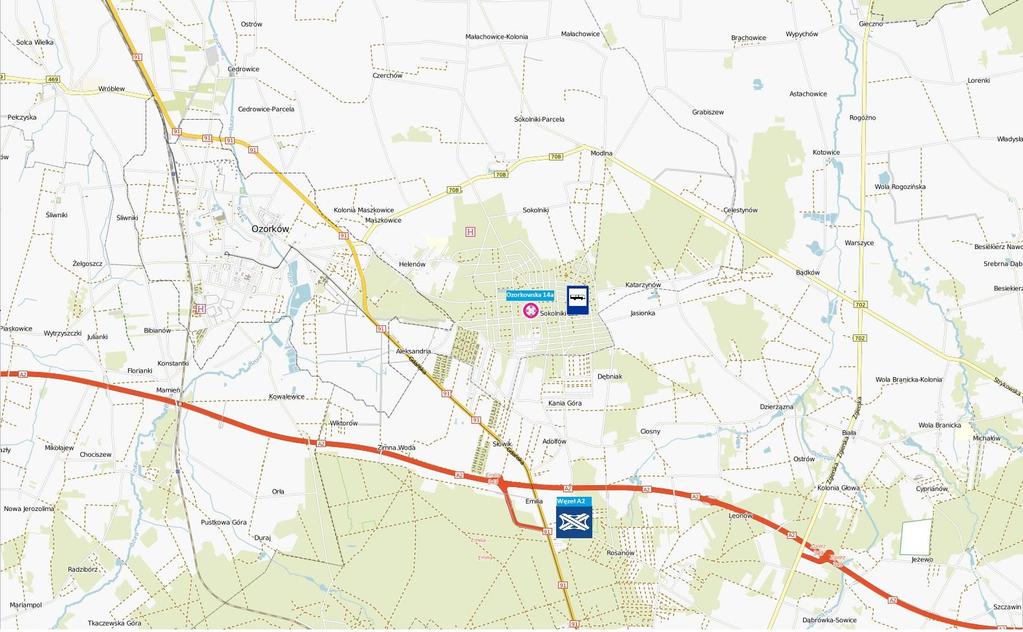 LOKALIZACJA I DOSTĘPNOŚĆ KOMUNIKACYJNA Wizualizacje zostały wykonane przy wykorzystaniu oprogramowania Map data 2016 OpenStreetMap contributors bezpośrednie sąsiedztwo nieruchomości stanowi rozległy,