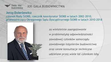 XXI Gala Budownictwa XXI Gala Budownictwa Wyróżniony Zbigniew Dzierżewicz Wyróżniona prof.