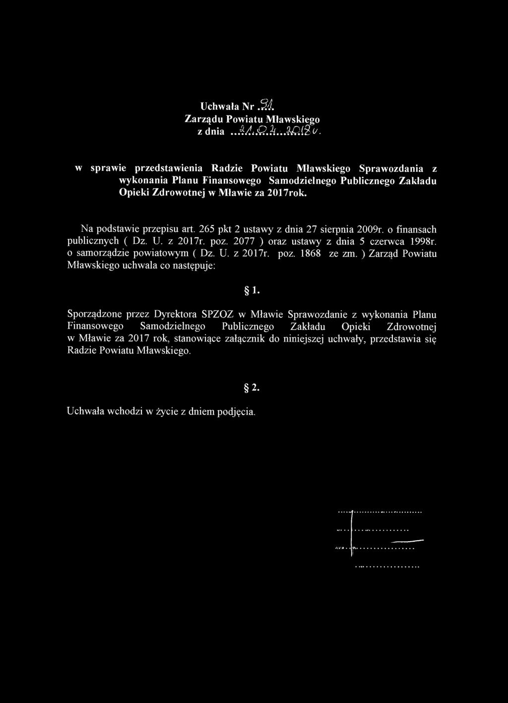 Uchwała Nr Si Zarządu Powiatu Mławskiego z dnia.j/. i.q.ł..w.&(/.