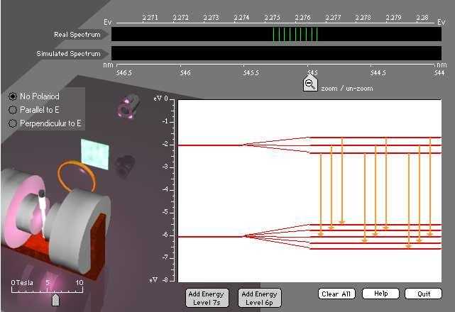 Fizyka Wyk»ad W6 7 W symulacji załoŝono, Ŝe w atomie moŝe zajść tylko przejście kwantowe pomiędzy dwoma poziomami atomowymi: orbital d z 6-tej powłoki atomowej (6d) oraz orbital p z 7-mej powłoki