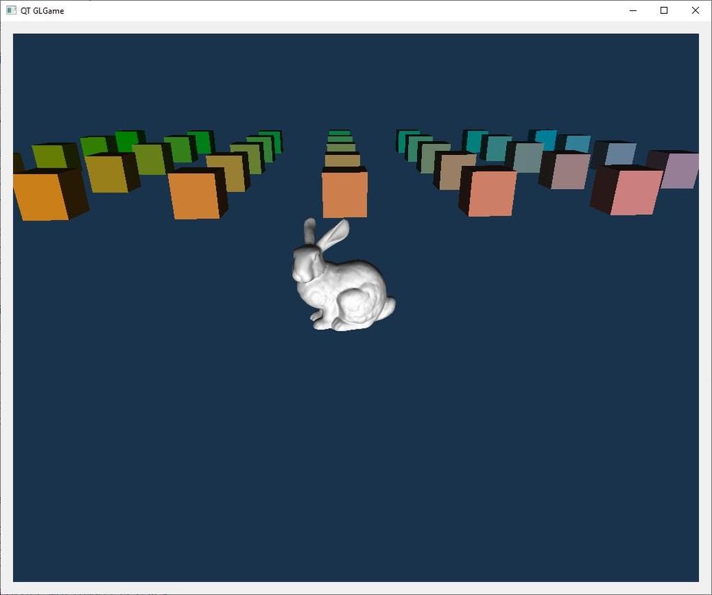 Przykład dodania nowego obiektu Dodajmy teraz kilka Cube ów do sceny. W funkcji GLWidget::initializeGL() w glwidget.cpp użyj poniższego kodu (należy dodać #include cube.h ).