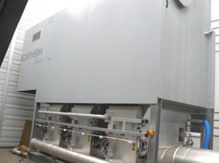 OGRANICZENIE EMISJI HAŁASU Obudowy akustyczne wentylatorów przy regeneracyjnym dopalaczu termicznym - gwarancja poziomu hałasu <45dB (A) w odległości 10m od instalacji