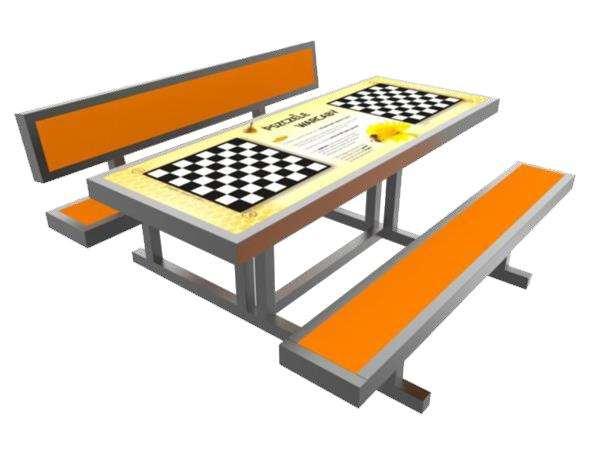 STÓŁ Z GRAMI PLANSZOWYMI Stół d gry z siedziskami Wymiary: Wymiary: 1,1 x 3,8 m - stół, 0,45x3,8