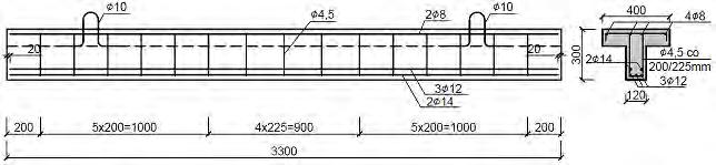 The conducted experimental studies The study was conducted on four single-span reinforced concrete beams with a rectangular cross section 0.12 x 0.