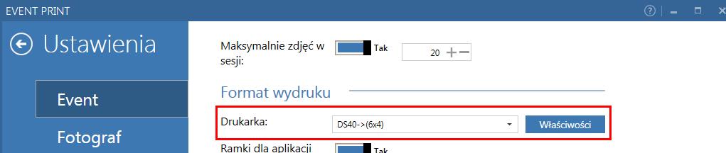 ) nazwa ta jest ustalana opcjonalnie (domyślnie jest to nazwa nadana w trakcie tworzenia eventu), B - wygląd okna powitalnego aplikacji mobilnej (tło i obrazek powitalny), C - maksymalną liczbę zdjęć