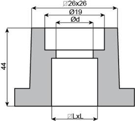 Wolny koniec wrzeciona DN A B C E mm mm mm mm mm 50 M6 14,3x14,3 Ø20 29 65 M10 17,3x17,3 Ø24 33 80 M10