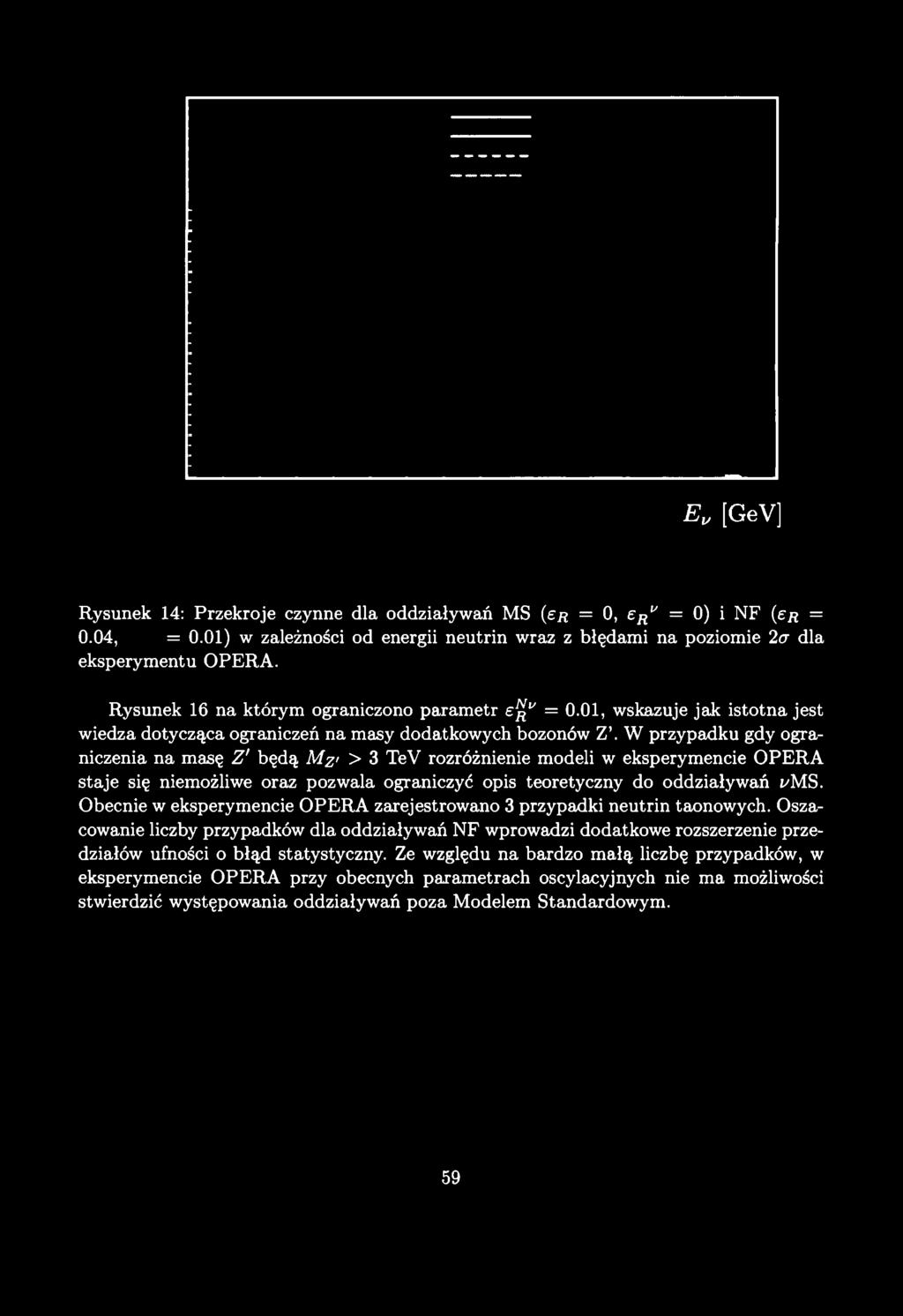 W przypadku gdy ograniczenia na masę Z' będą Mz> > 3 TeV rozróżnienie modeli w eksperymencie OPERA staje się niemożliwe oraz pozwala ograniczyć opis teoretyczny do oddziaływań i/ms.