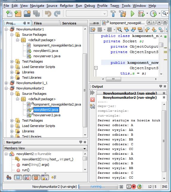 (powtórzyć dwa razy:w oknie Projects należy kliknąć prawym klawiszem myszy na pozycję nowyklient2 i